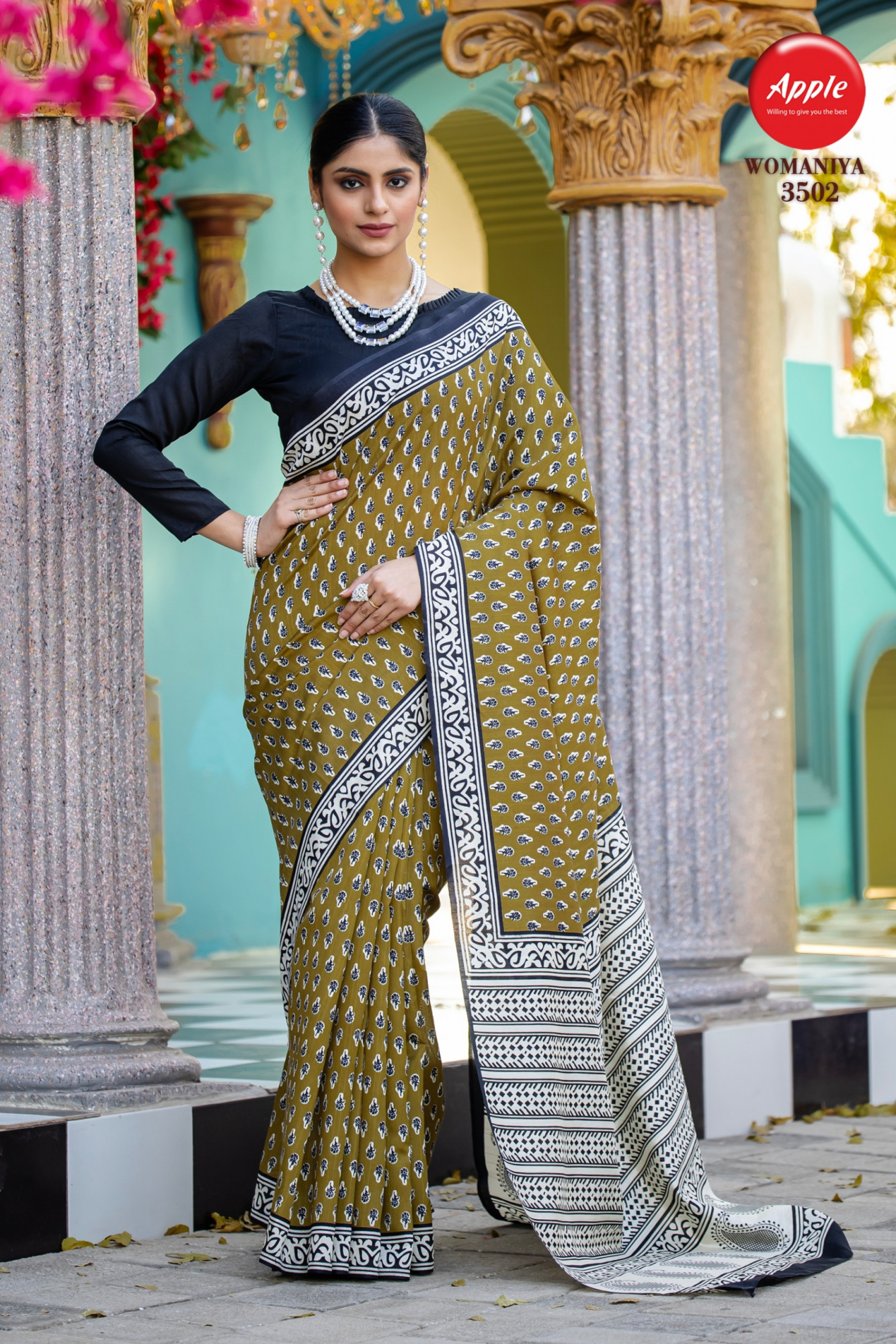 Mehendi Bhagalpuri Cotton Digital Printed Saree