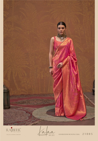 Image of Pink Pure Banarasi Silk Rich All Over Zari Weaved Saree With Tassels On Pallu