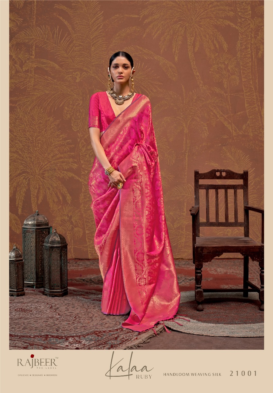 Raani Pure Banarasi Silk Rich All Over Zari Weaved Saree With Tassels On Pallu