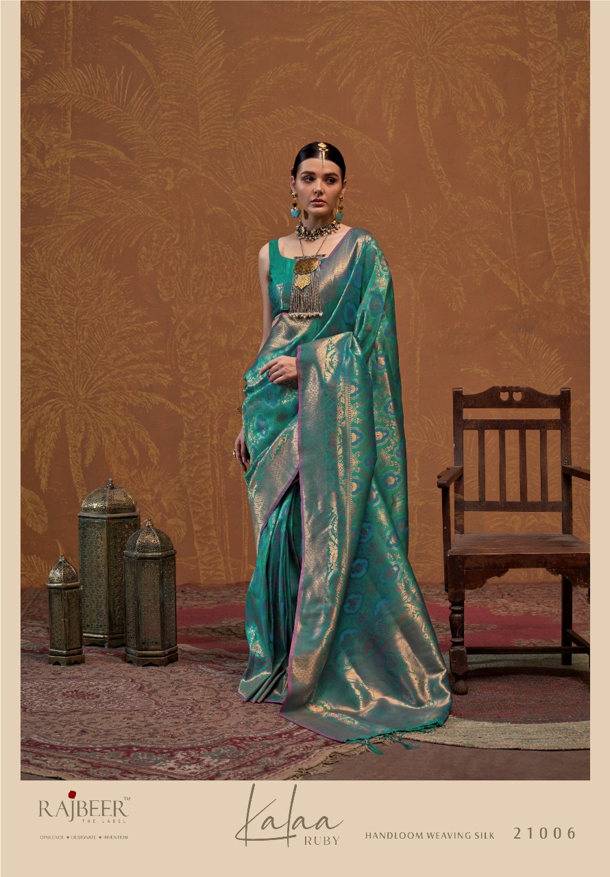 Jade Green Pure Banarasi Silk Rich All Over Zari Weaved Saree With Tassels On Pallu