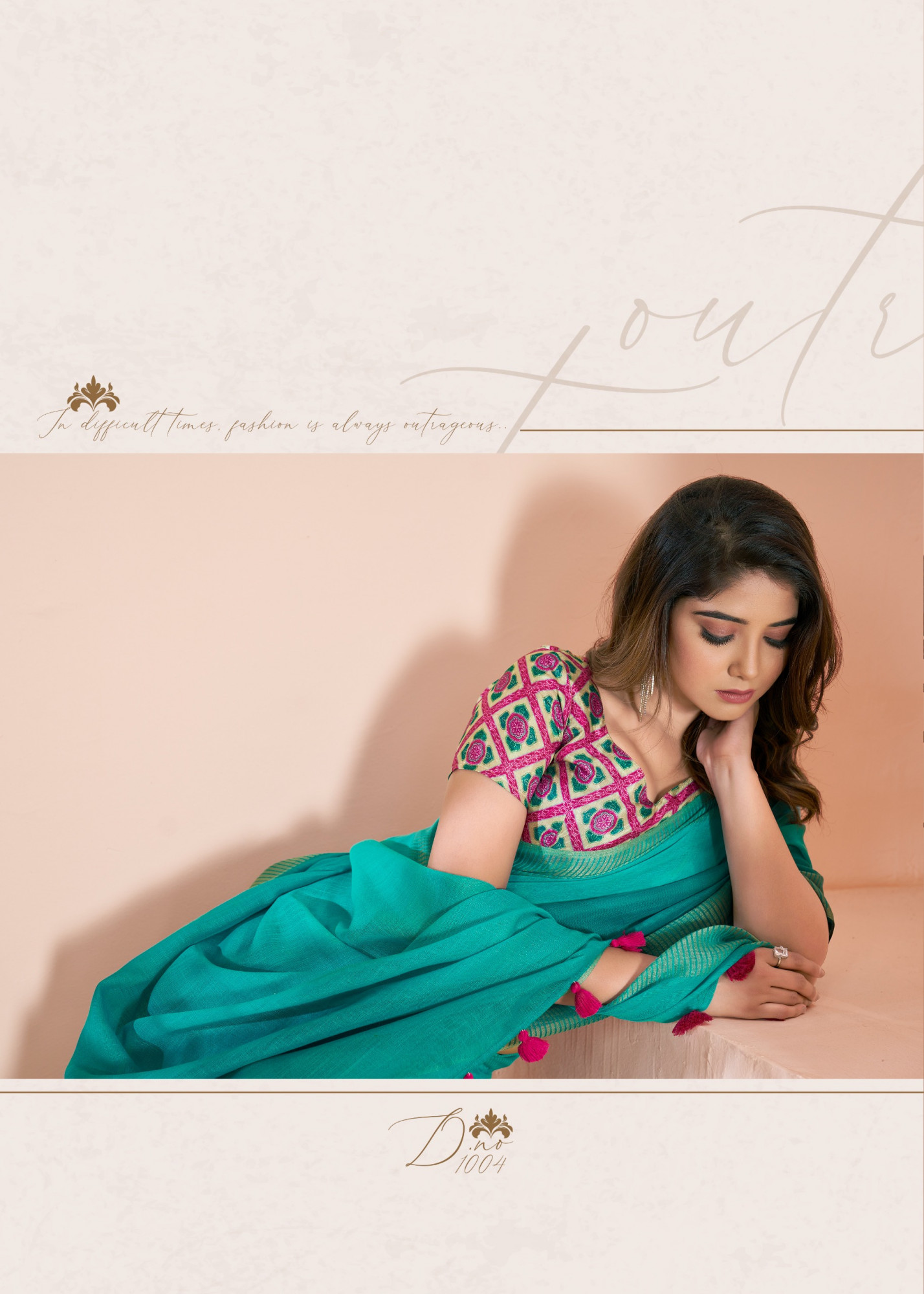 C-Green Pure Linen Shaded Printed Saree With Blouse Piece