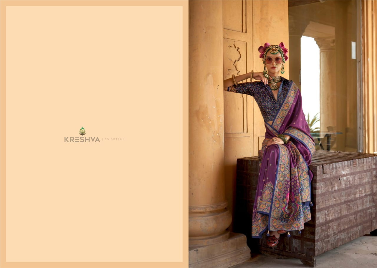 Dark Purple P V Silk High Gloss Luxury Printed Saree