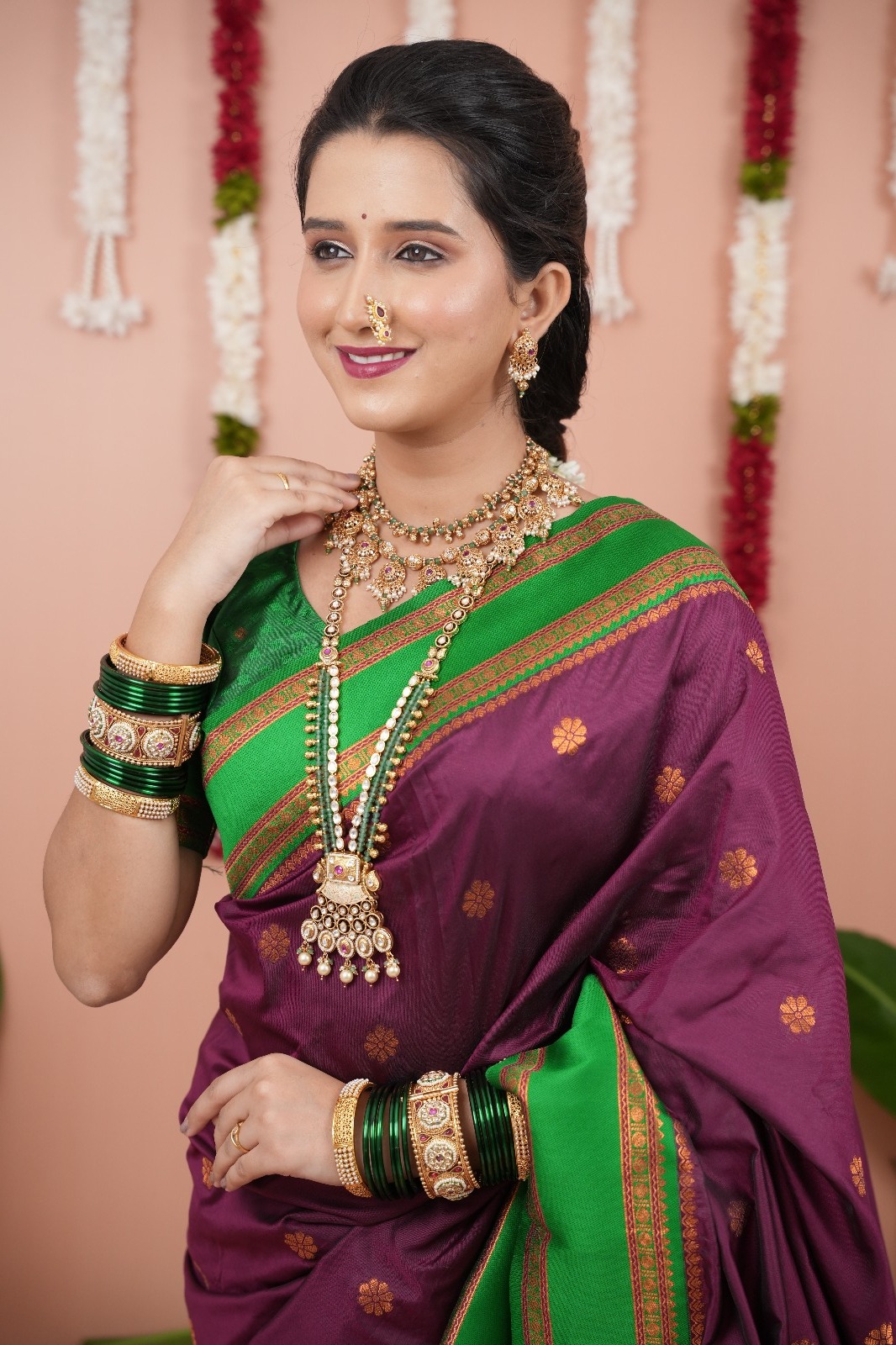 Purple Banarasi Silk Zari Weaved Rich Woven Contrast Pallu Narayan Border Saree