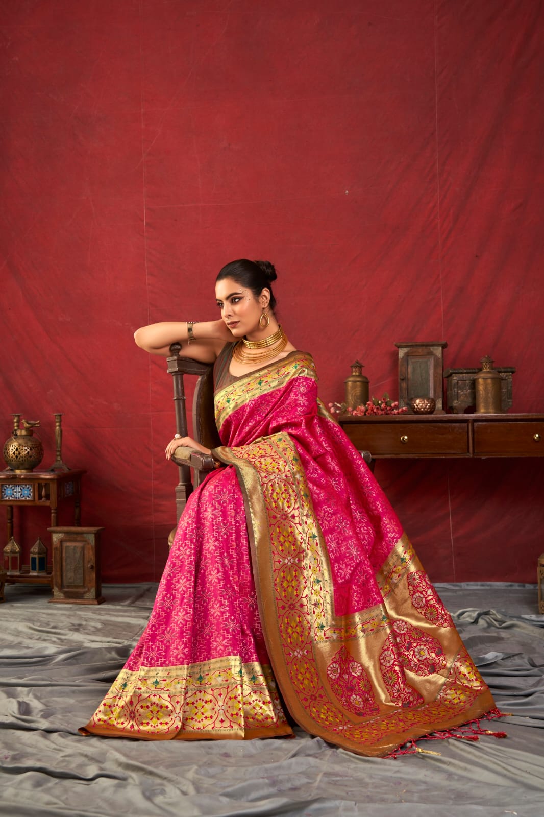 Raani Pure Banarasi Paithani Silk Rich Zari Meena Weaved Pallu Border Saree