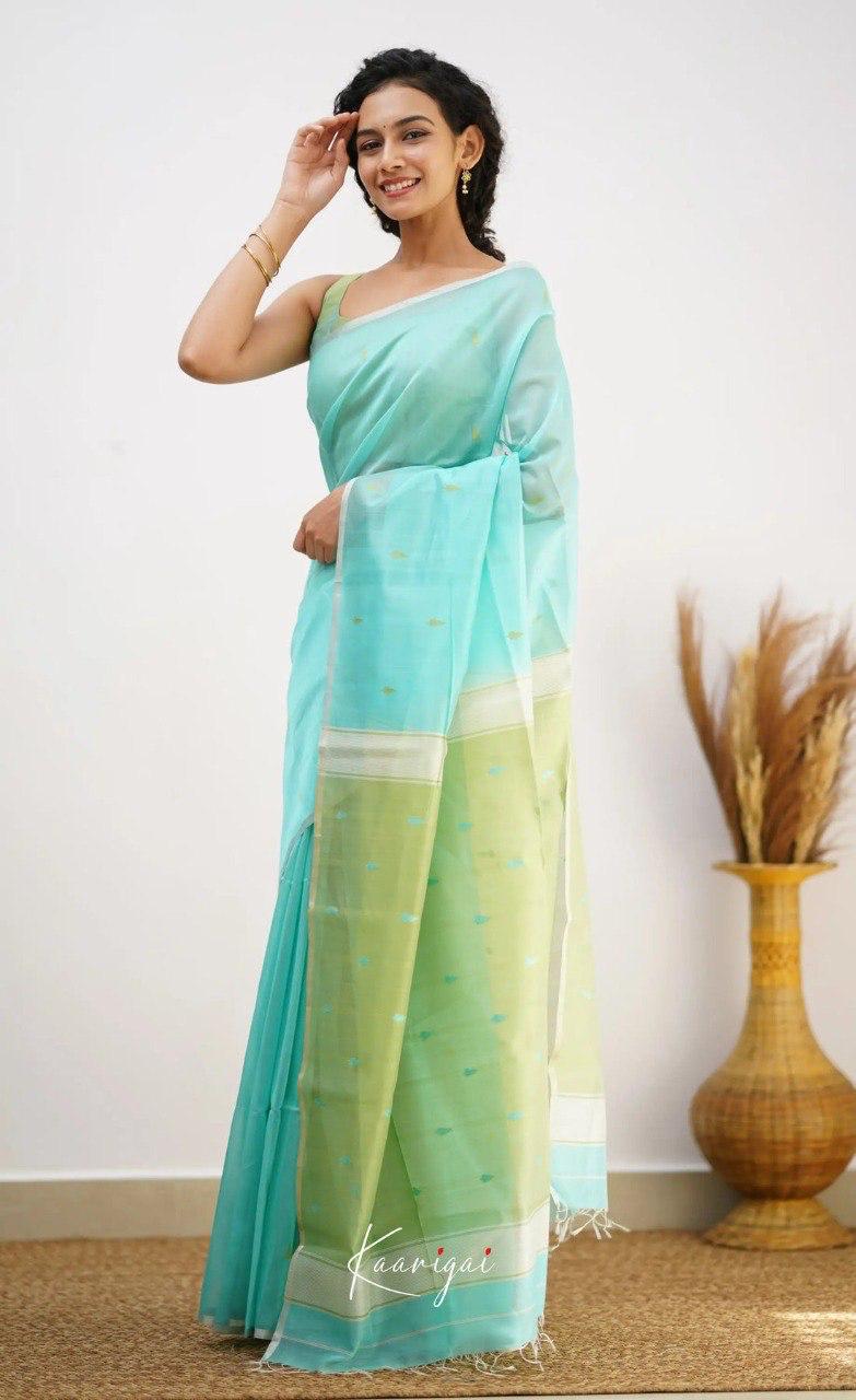 Light C-Green Pure Linen Ultra Soft Resham Weaved Borderless Saree