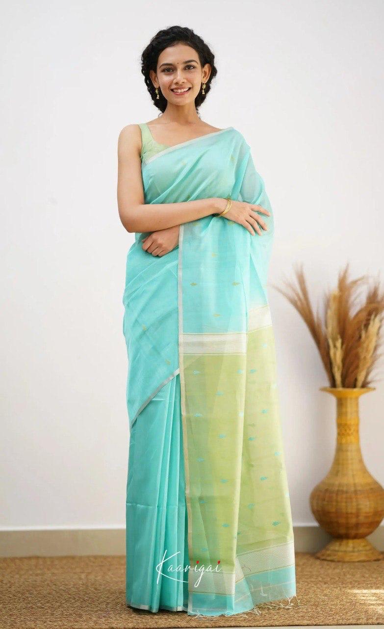 Light C-Green Pure Linen Ultra Soft Resham Weaved Borderless Saree