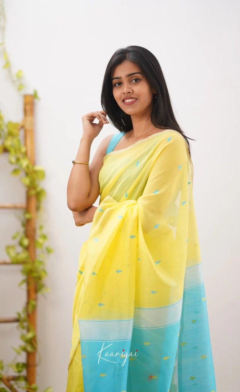 Yellow Pure Linen Ultra Soft Resham Weaved Borderless Saree