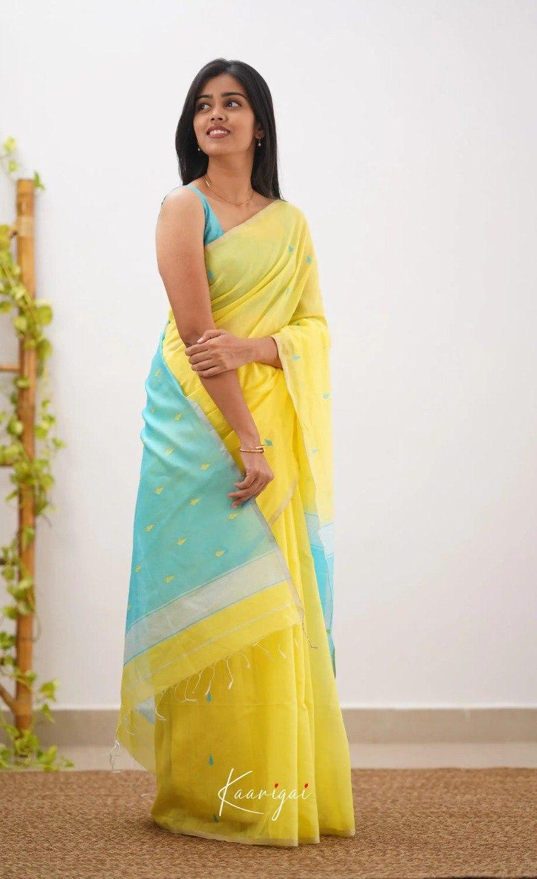 Yellow Pure Linen Ultra Soft Resham Weaved Borderless Saree