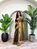 Dark Mehendi Tissue Silk Jacquard Weaved Rich Zari Pallu Beautiful Motifs  Border Saree