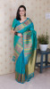 Jade Green Banarasi Soft Silk Floral Meenakari Motifs All Over Rich Multicolor Woven Temple Border Saree