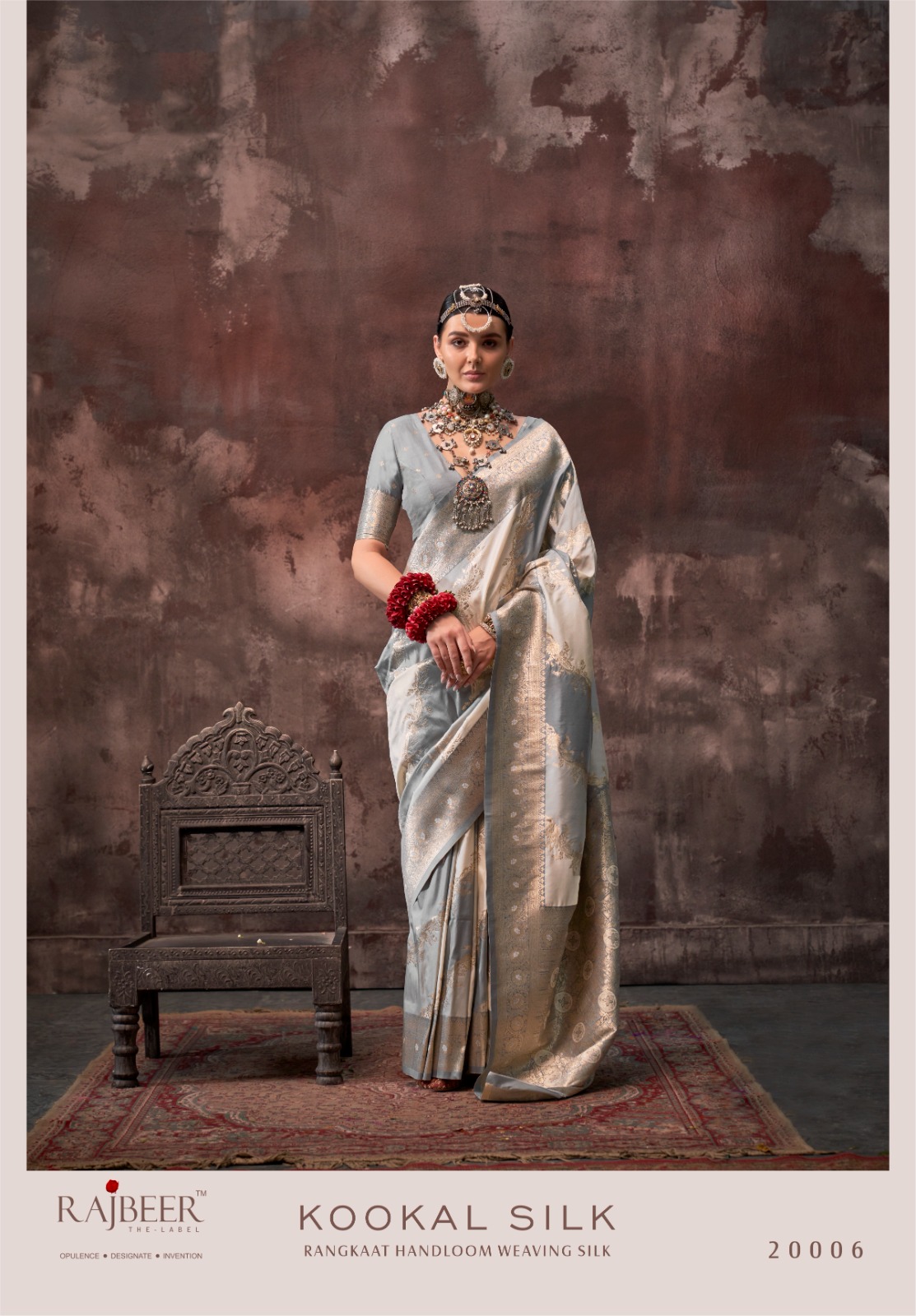 Gray Dark Gray Pure Banarasi Premium Handloom Silk Zari Weaved Saree