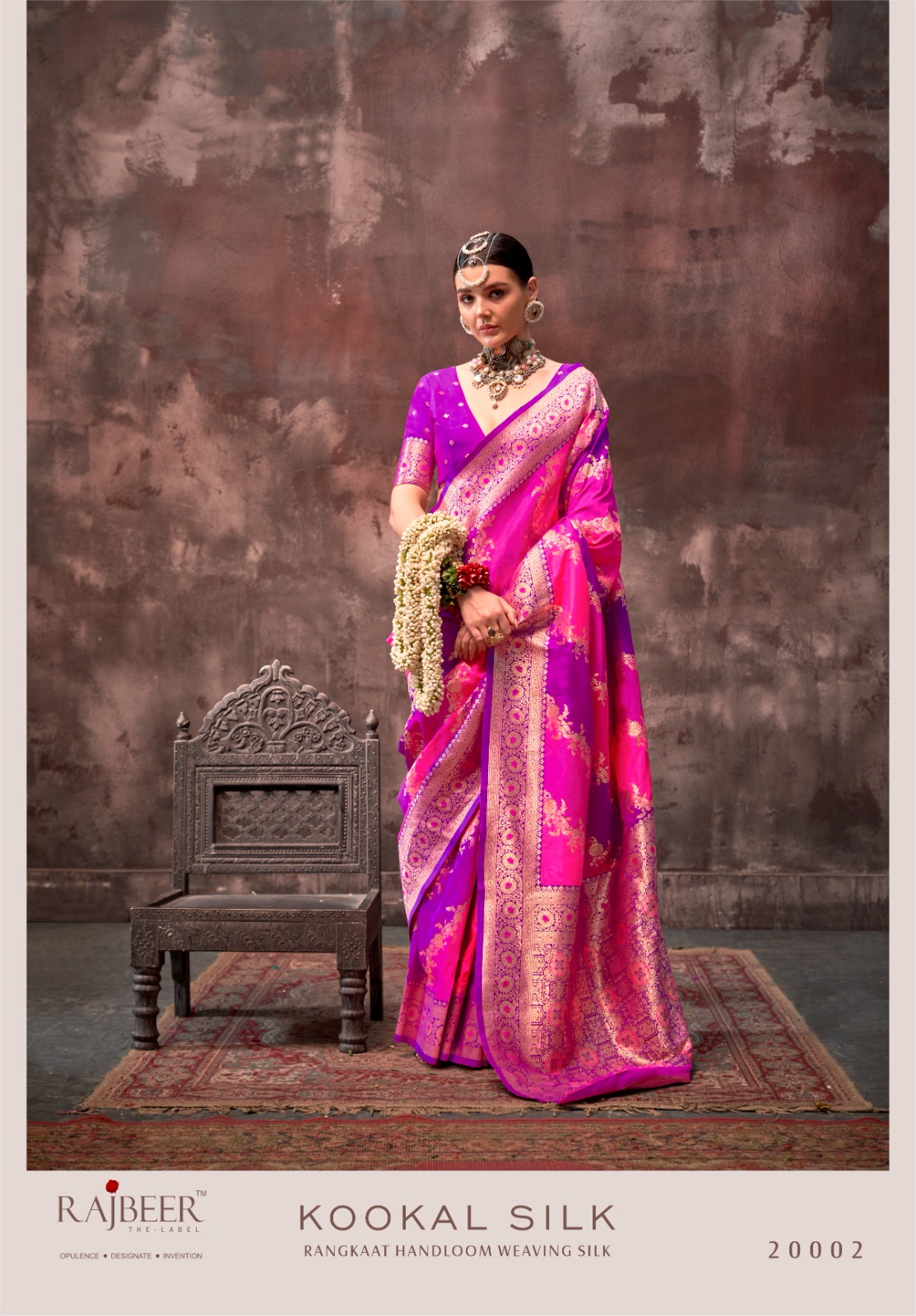 Raani Purple Pure Banarasi Premium Handloom Silk Zari Weaved Saree