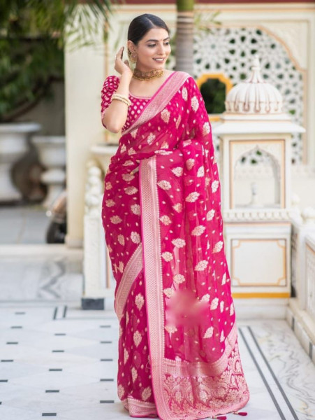 Image of Raani Banarasi Silk Rich Zari Weaved Boota Saree