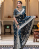 Dark Blue Banarasi Silk Rich Zari Weaved Boota Saree