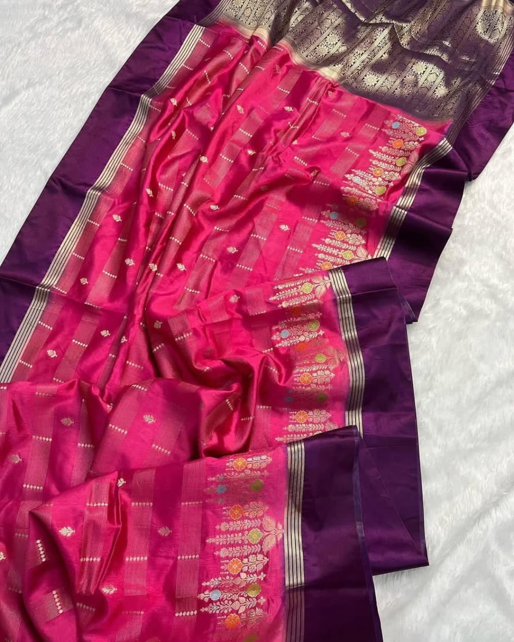 Raani Premium Semi Katan Silk Zari Meenakari Weaved Saree