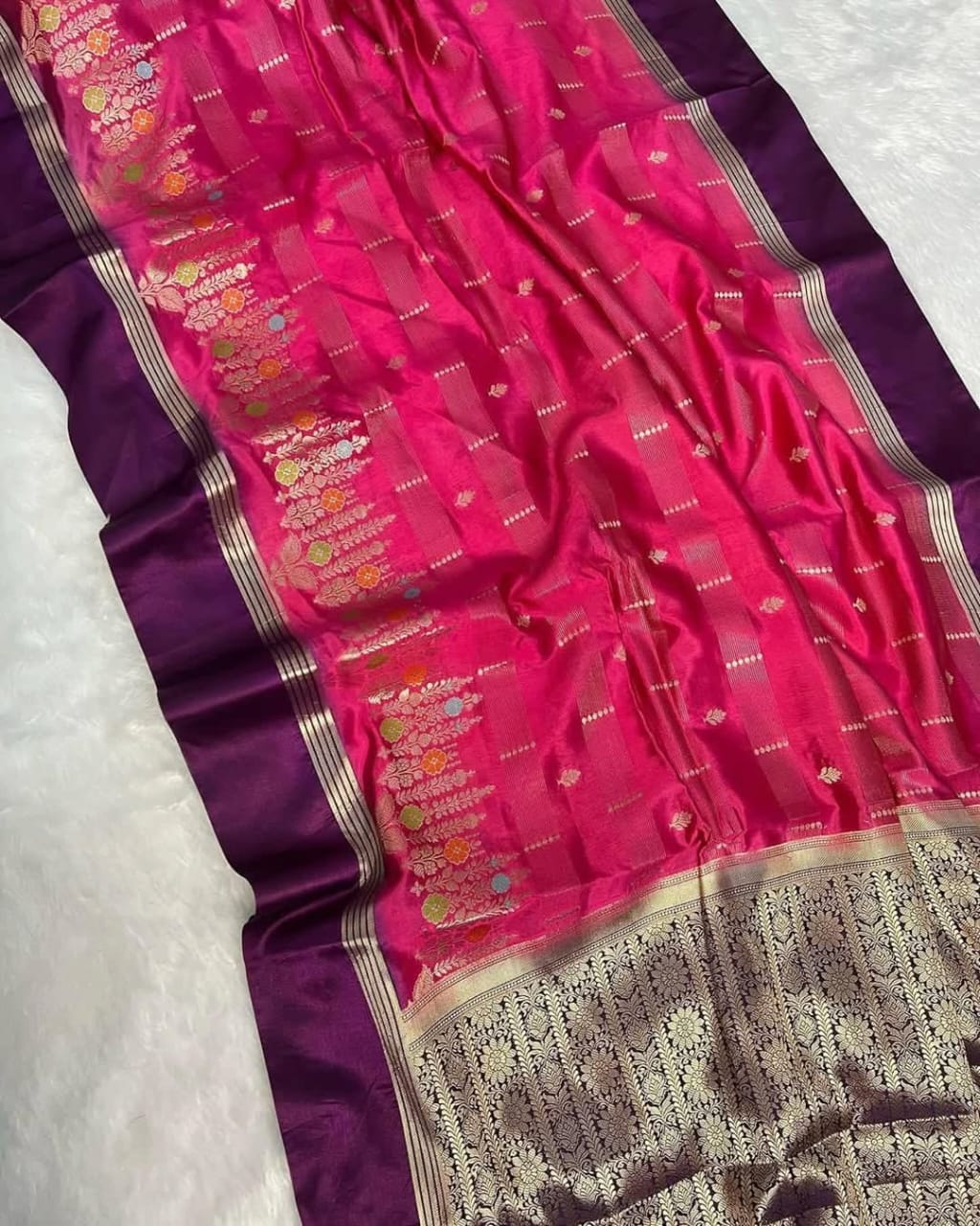 Raani Premium Semi Katan Silk Zari Meenakari Weaved Saree