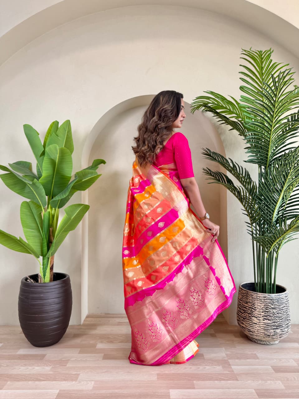Gold Raani Premium Banarasi Satin Silk Zari Weaved Saree