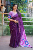 Dark Lavender Pure Chanderi Cotton Tye And Dye Spray Printed Saree