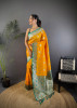 Gold Banarasi Silk Zari Meena Weaved Rich Pallu Saree