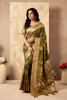 Mehendi Green Dual Shade Banarasi Silk Rich Zari Weaved Saree