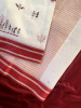 Cream Red Satin Border Pure Tussar Silk Thread Weaved Worli Saree