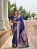 Indigo Blue Banarasi Silk Zari Meenakari Weaved Saree