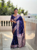 Navy Blue Banarasi Silk Zari Meenakari Weaved Saree