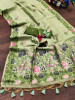 Olive Green Pure Tissue Silk Floral Multicolor Resham Weaved Saree