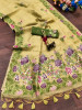 Light Mehendi Pure Tissue Silk Floral Multicolor Resham Weaved Saree