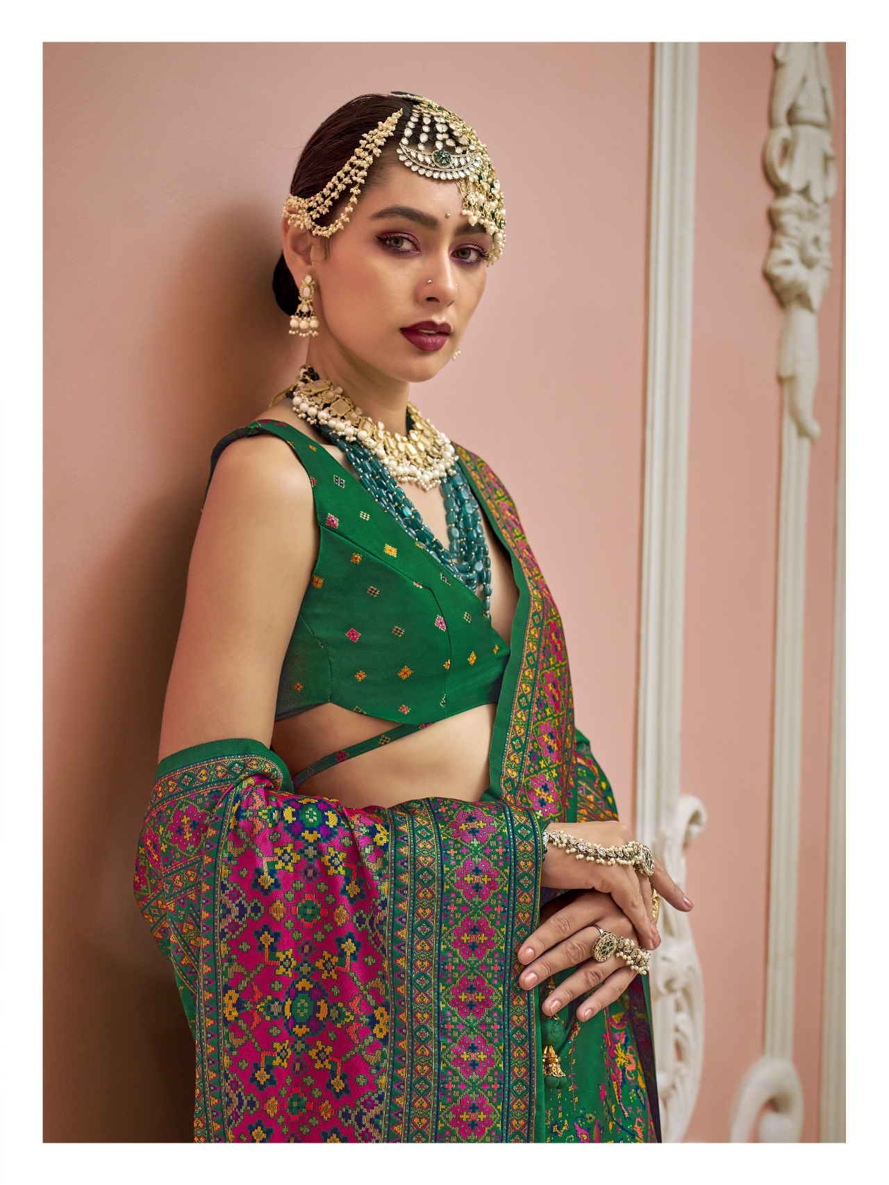 Green Premium Luxurious Banarasi PV Silk Kashmiri Weaved Saree