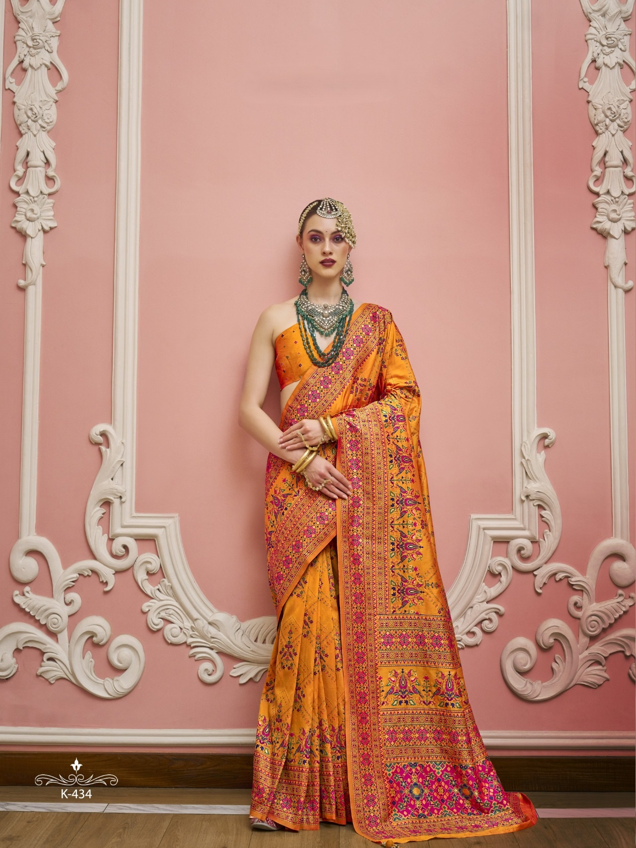 Gold Premium Luxurious Banarasi PV Silk Kashmiri Weaved Saree