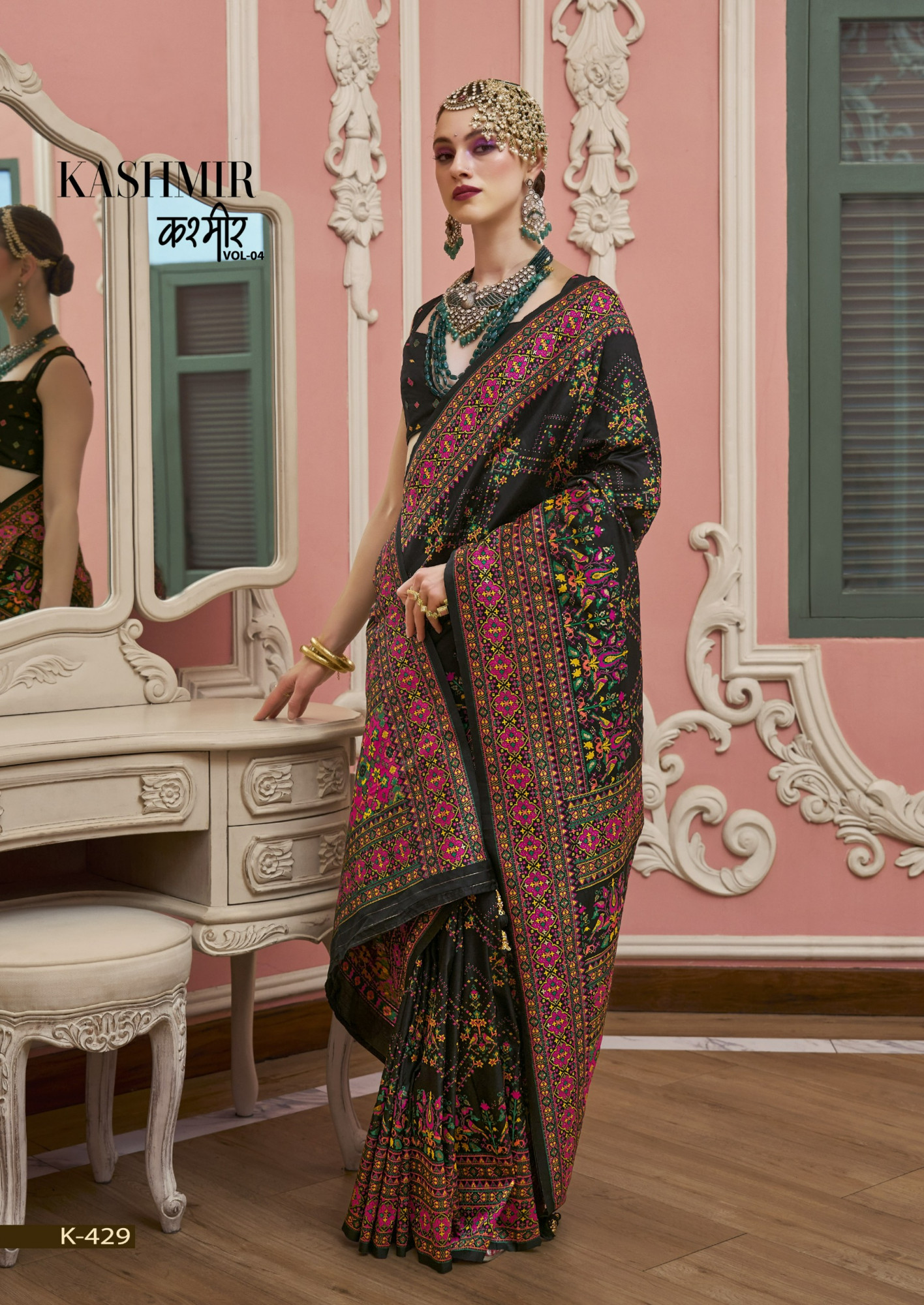 Black Premium Luxurious Banarasi PV Silk Kashmiri Weaved Saree