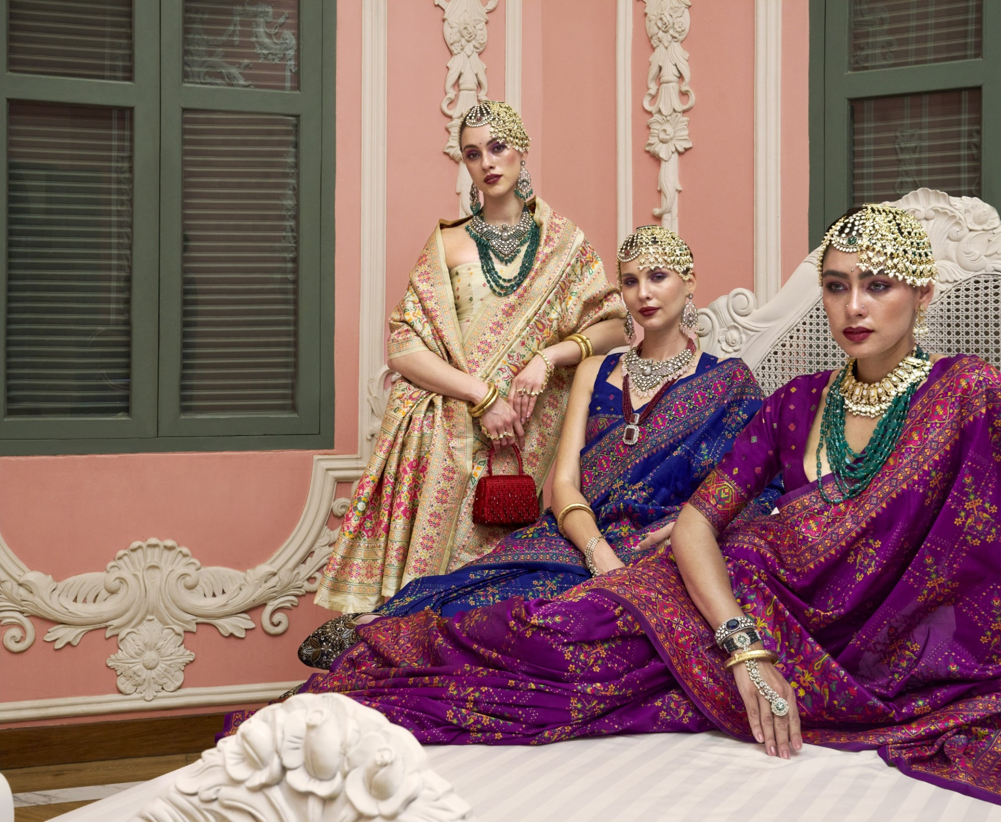 Cream Premium Luxurious Banarasi PV Silk Kashmiri Weaved Saree