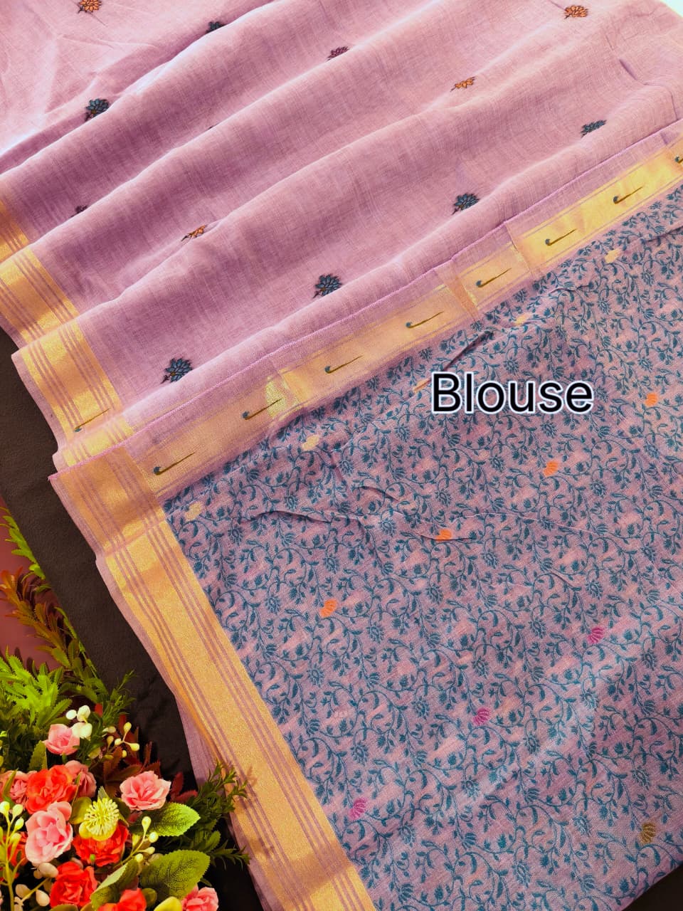 Purple Premium Muga Cotton Paithani Resham Weaved Saree