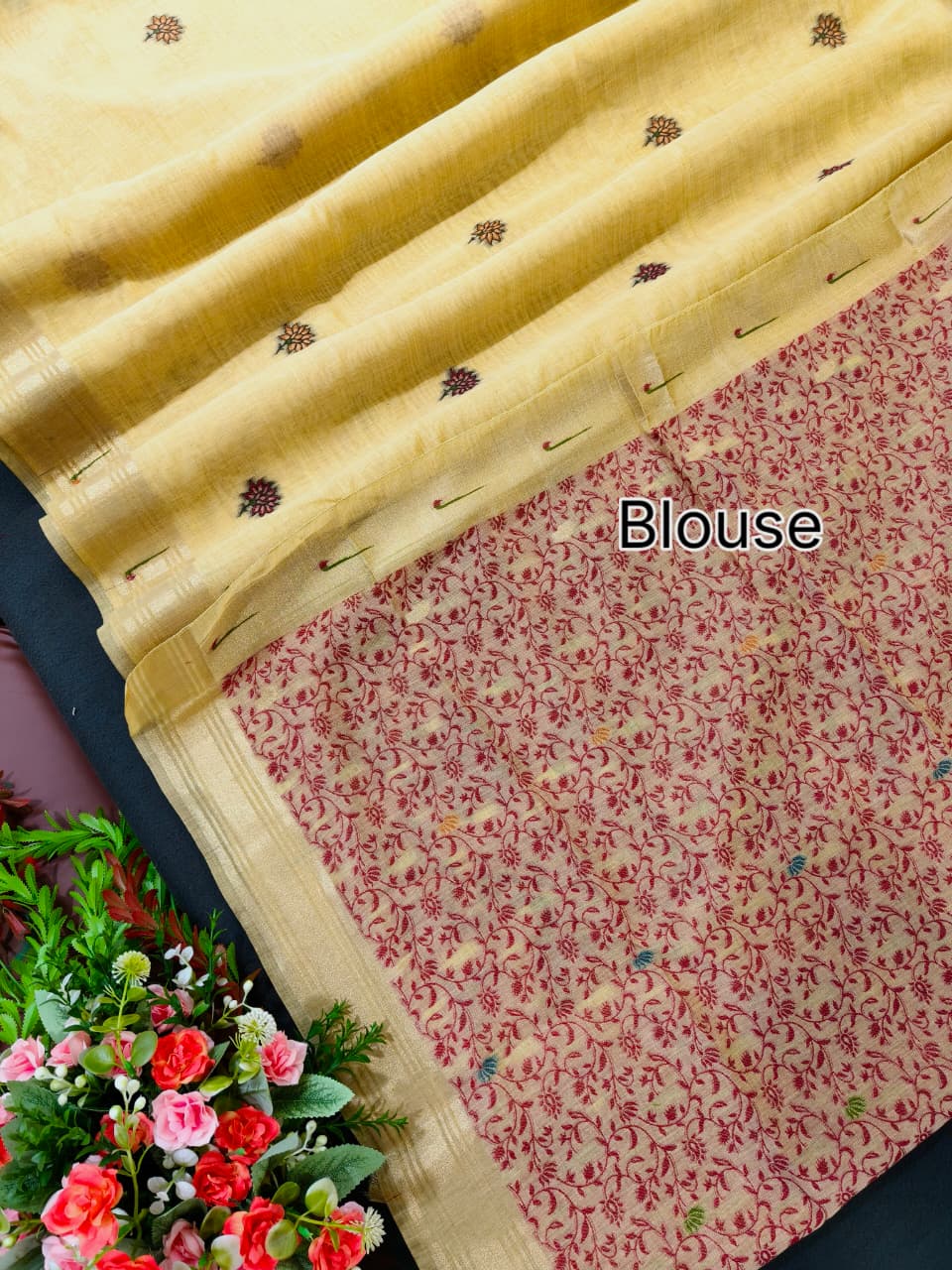 Cream Premium Muga Cotton Paithani Resham Weaved Saree