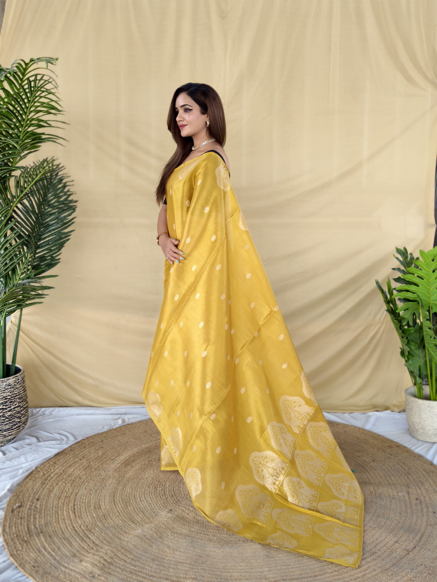 Yellow Premium Banarasi Zari Tissue Weaved Saree