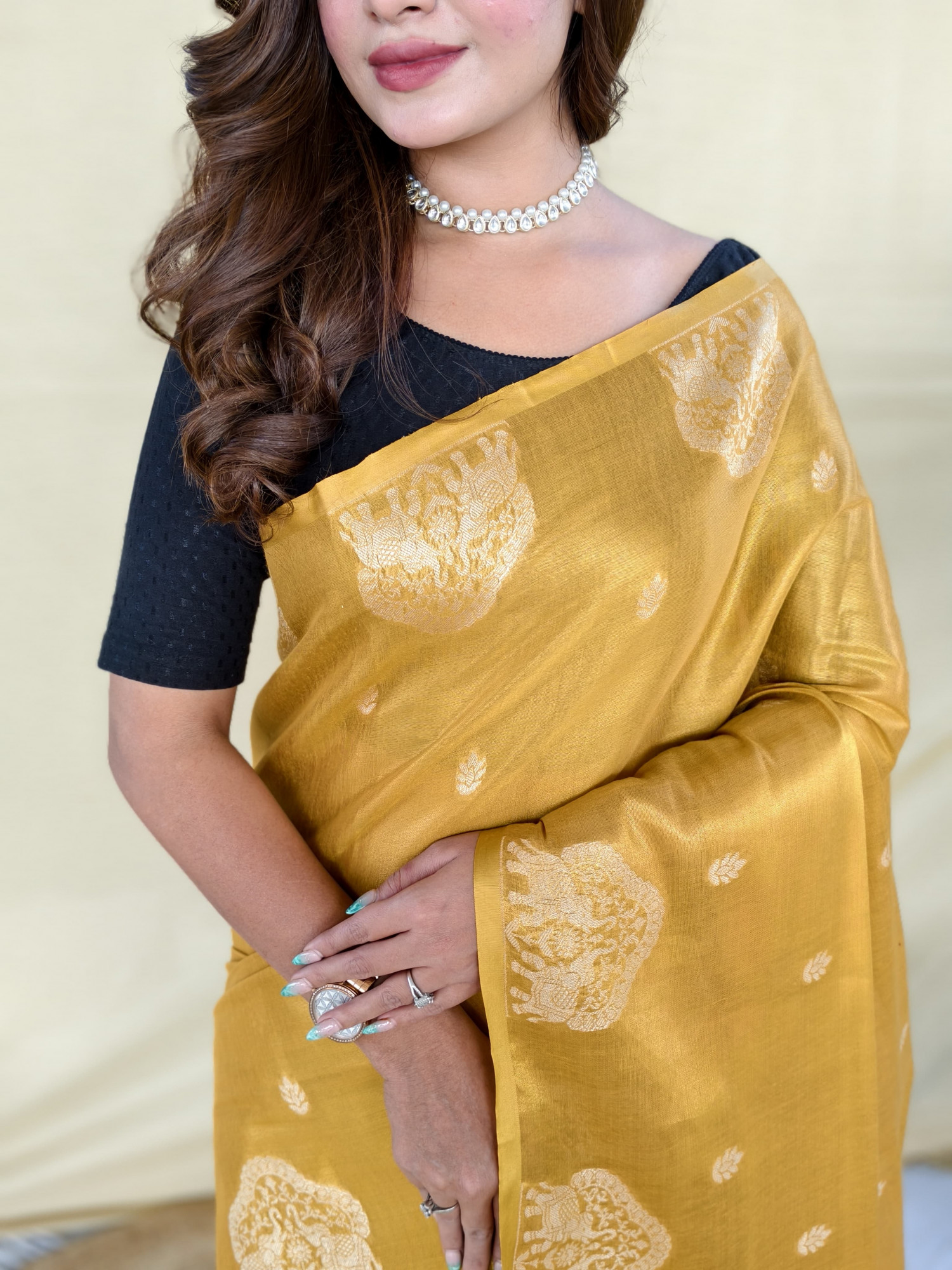 Yellow Premium Banarasi Zari Tissue Weaved Saree