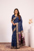 Navy Blue Soft Banarasi Silk Resham Weaved Pallu Zari Border Saree