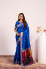 Royal Blue Soft Banarasi Silk Resham Weaved Pallu Zari Border Saree