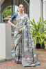 Off White Teal Premium Banarasi Patola Ajrakh Weaved Saree