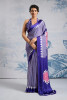 Navy Blue Japan Satin Silk Digital Printed With Blouse Saree