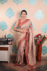 Beige Pure Pashmina Rajwada Silk Rich Zari Weaved Saree