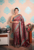 Maroon Pure Pashmina Rajwada Silk Rich Zari Weaved Saree