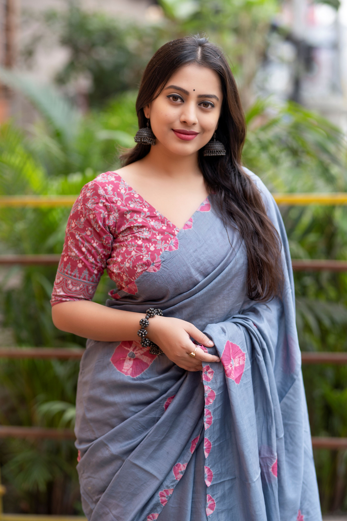 Gray Pure Chanderi Cotton Hand Tie Dye Shibori Printed Saree