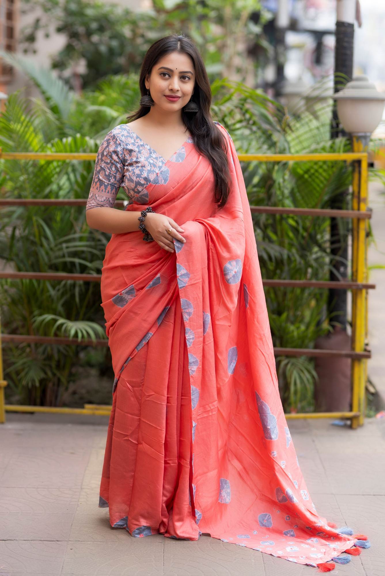 Coral Pure Chanderi Cotton Hand Tie Dye Shibori Printed Saree