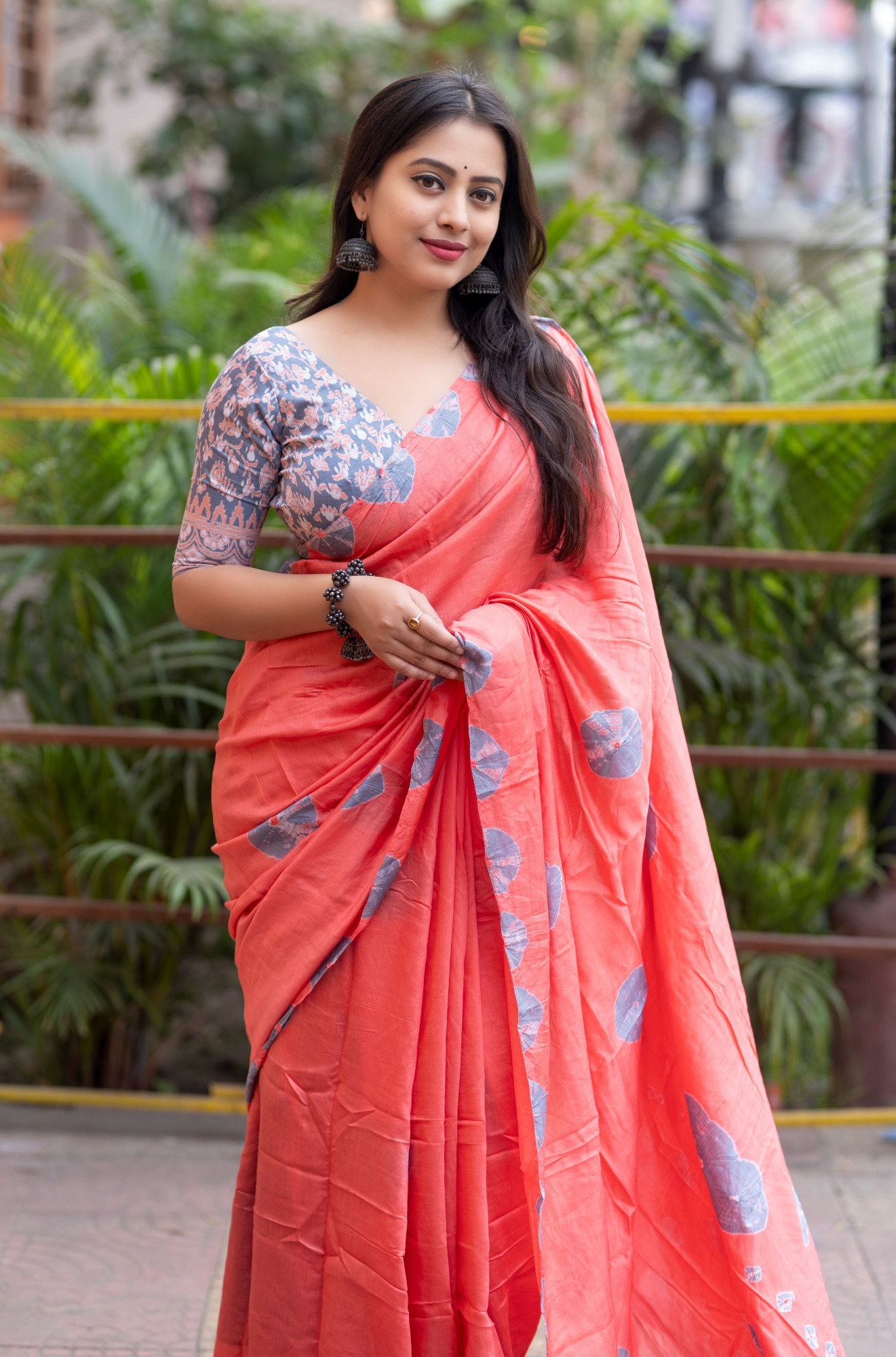 Coral Pure Chanderi Cotton Hand Tie Dye Shibori Printed Saree