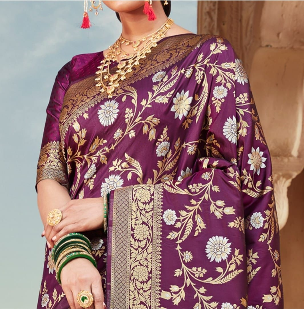 Pure Banarasi Silk Saree Full Zari Weaved Rich Pallu