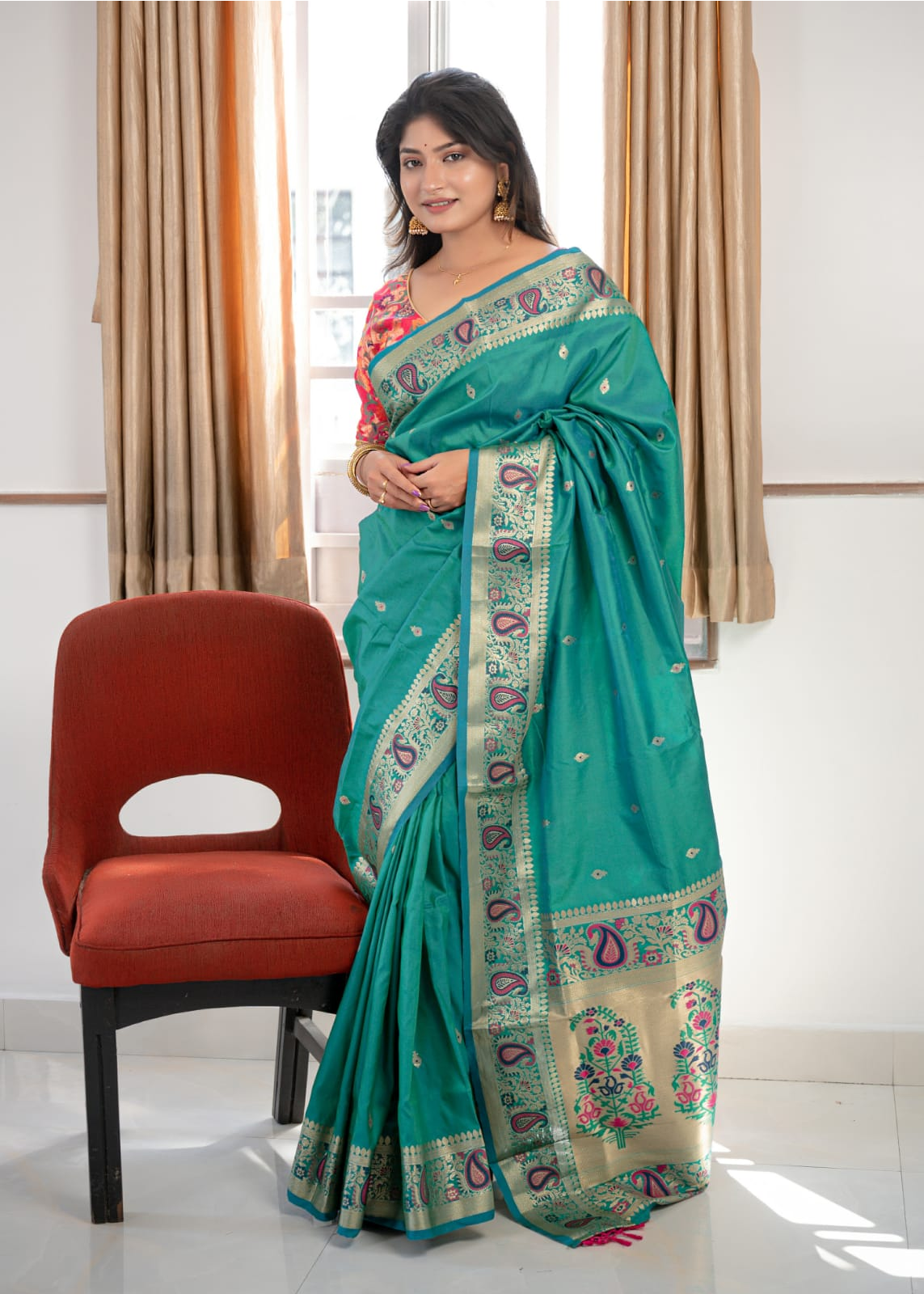 Pure Banarasi Silk All Over Gold Zari Meena Weaved Saree