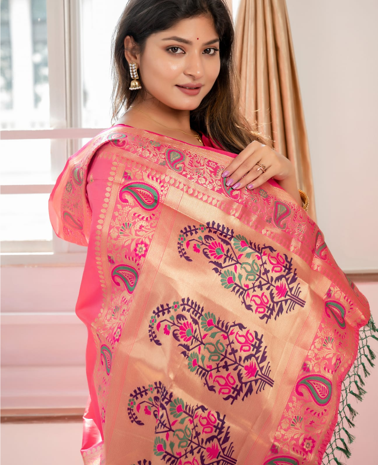 Pure Banarasi Silk All Over Gold Zari Meena Weaved Saree