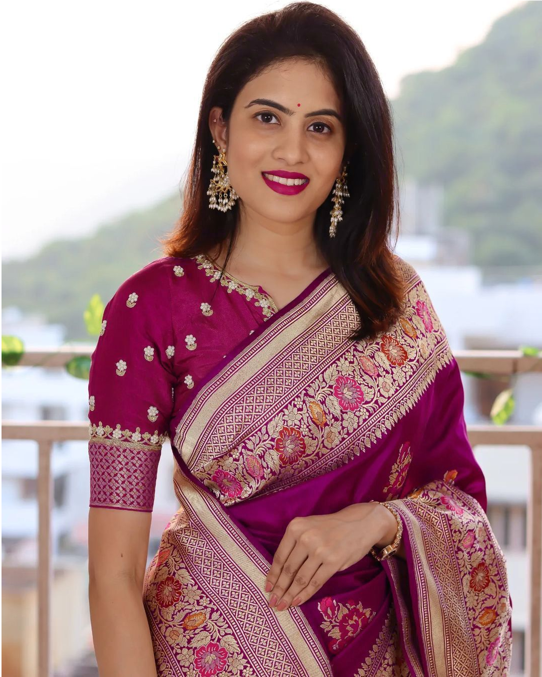 Banarasi Silk Saree All Over Gold Zari Meena Weaved